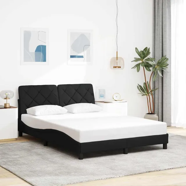 vidaXL Bedframe zonder matras stof zwart 140x200 cm