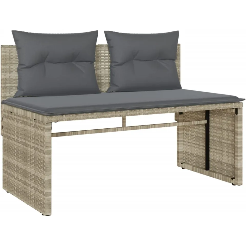 vidaXL 4-delige Loungeset met kussens poly rattan lichtgrijs grijs, foto 3