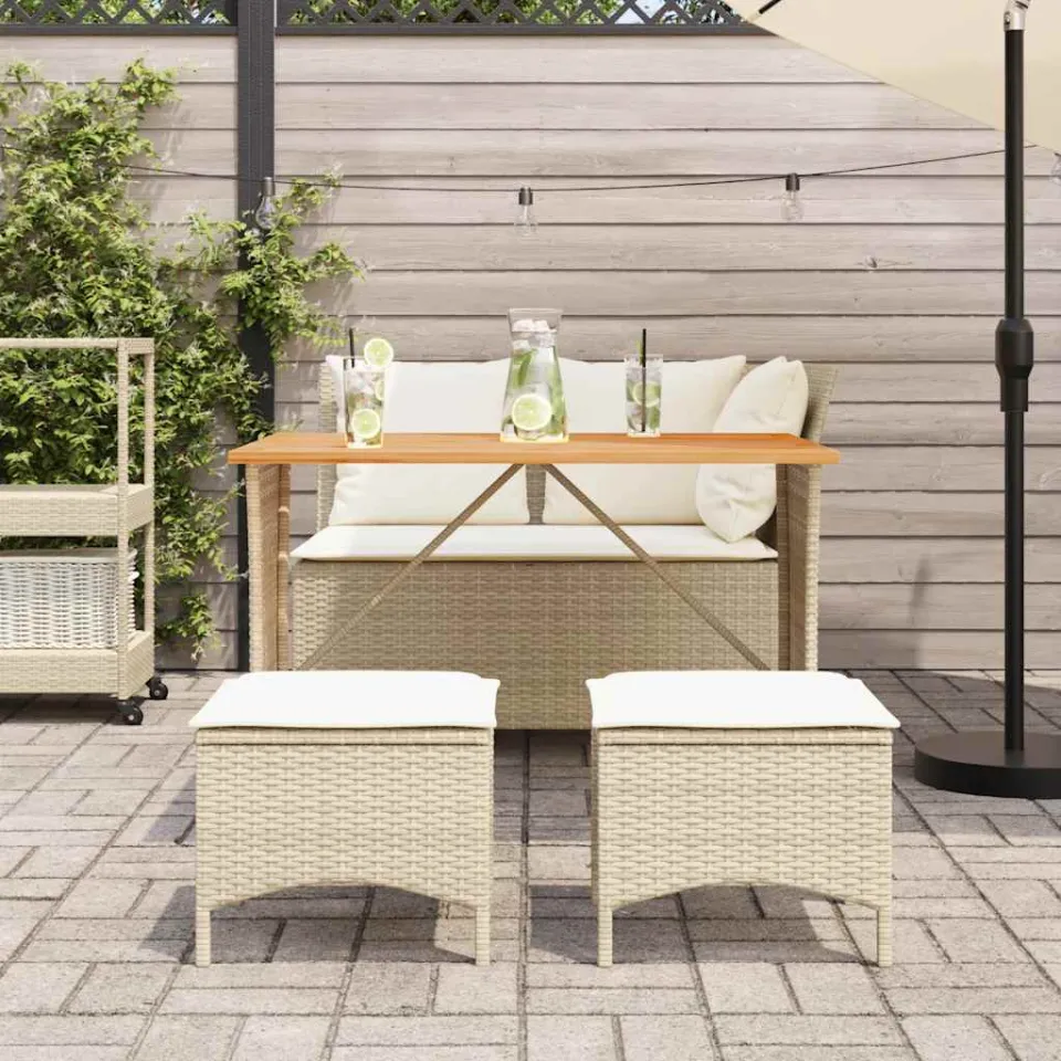 vidaXL 4-delige Tuinset met kussens poly rattan beige, foto 2