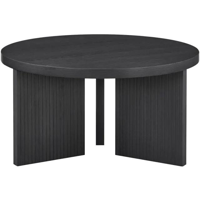 COVREO Salontafel 80 cm rond zwart MDF, modern en plaatsbesparend