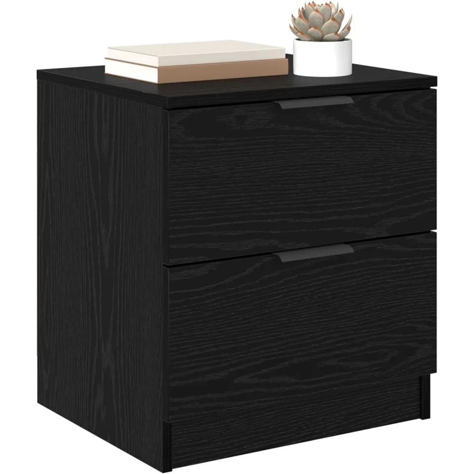 vidaXL Nachtkastje 2 st Zwart Eiken 45 x 39 x 50cm Bewerkt hout