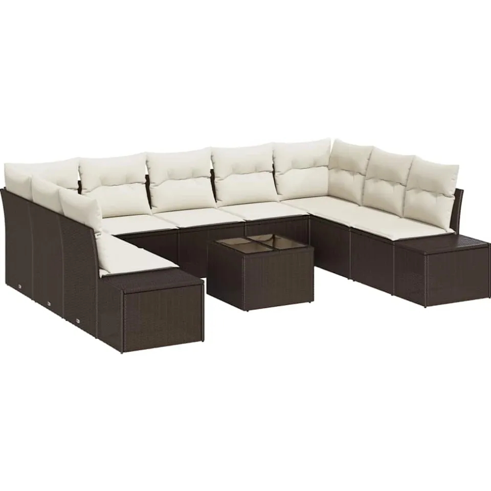 vidaXL Tuin Sofa Set 10 st Bruin poly rattan