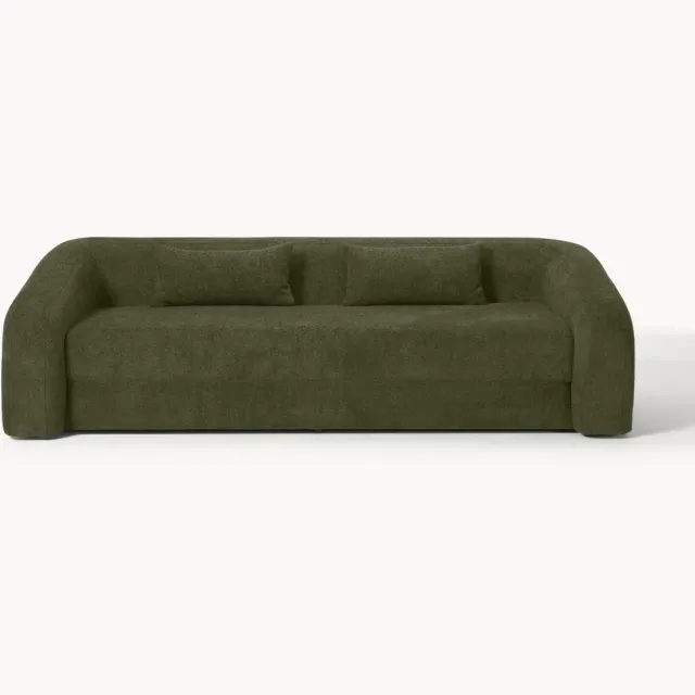 Westwing Collection Slaapbank Eliot (3-zits) uit teddy-bouclé Groen
