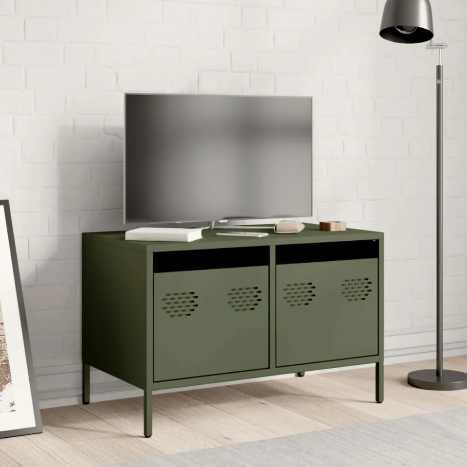 vidaXL Tv-meubel 68x39x43,5 cm koudgewalst staal olijfgroen, foto 2