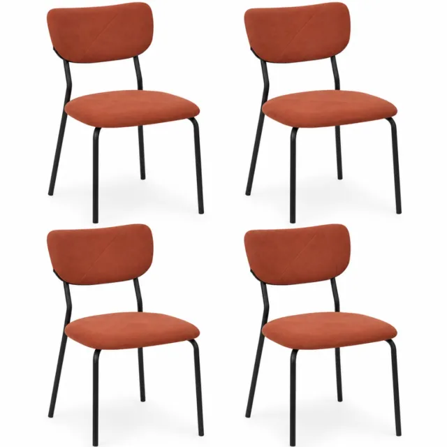 MISOU Stoelen - Set van 4 Dinerstoelen - Eetkamerstoelen Zonder Armleuning - Ribstof - Terracotta - JULES