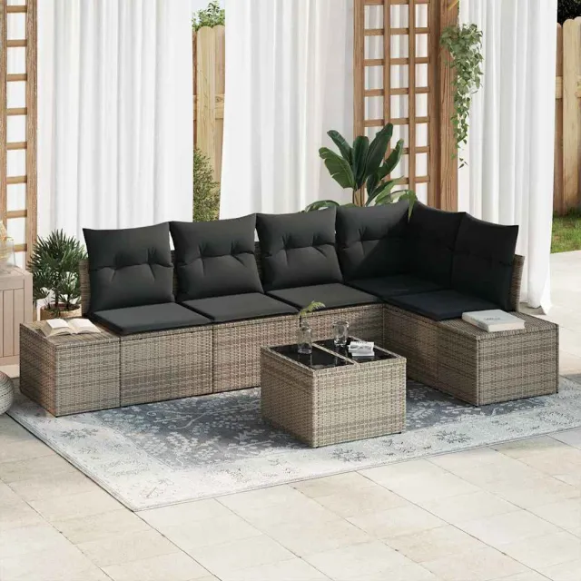 vidaXL Tuinbankenset met opslag Lichtgrijs poly rattan, foto 2