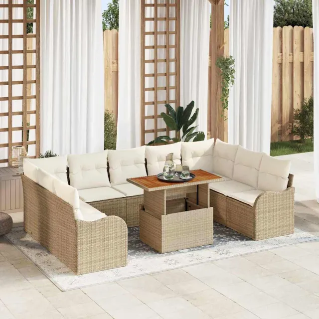 vidaXL Tuin Sofa Set 10 st Beige Poly riet, foto 2
