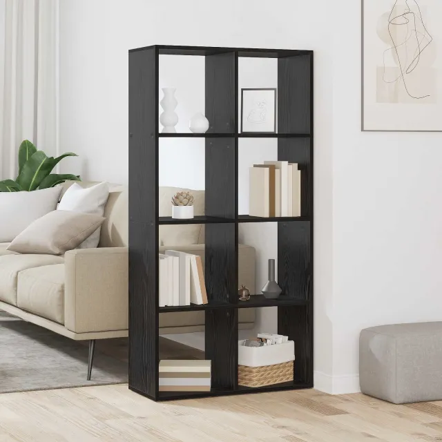 vidaXL Boekenkast 8-laags 69,5 x 29 x 137,5 cm Bewerkt hout zwart, foto 2