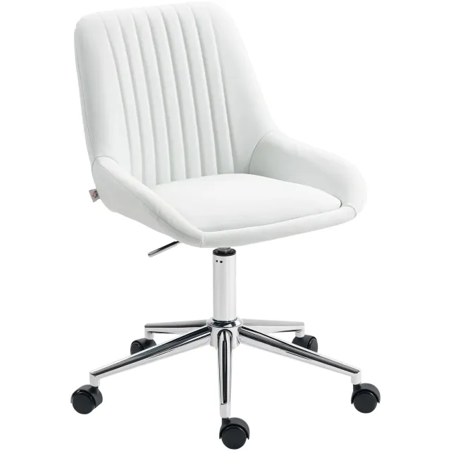 PRIMO HOME Prime Home Bureaustoel - Kantoorstoel - Zitstoel bureau - Met rugleuning - Ergonomische bureaustoel - Verstelbare hoogte - 360 graden draaibare basis - Synthetisch leer - Siliconen - 80-90 x 52 x 58cm - Wit