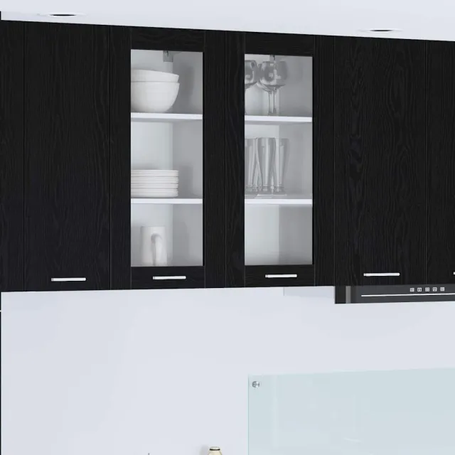 vidaXL Hangkast 2 st Zwart eiken 40 x 31 x 80 cm Bewerkt hout