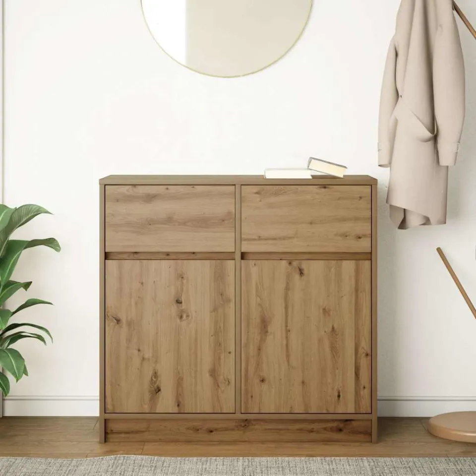 vidaXL Dressoir lade 80x34x76 cm spaanplaat artisanaal eikenkleurig, foto 3