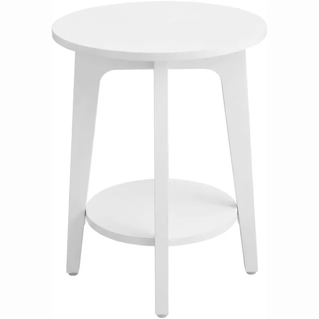 Vasagle Bijzettafel - Bijzettafeltjes Woonkamer - Bijzettafel Rond - Met Onderste Plank - Compact Formaat - Modern Design Wit