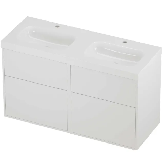 Proline Haga Badmeubelset Polystone Mezza Voor Grepen 120x46x73 cm Glans Wit Mat White Mat Wit