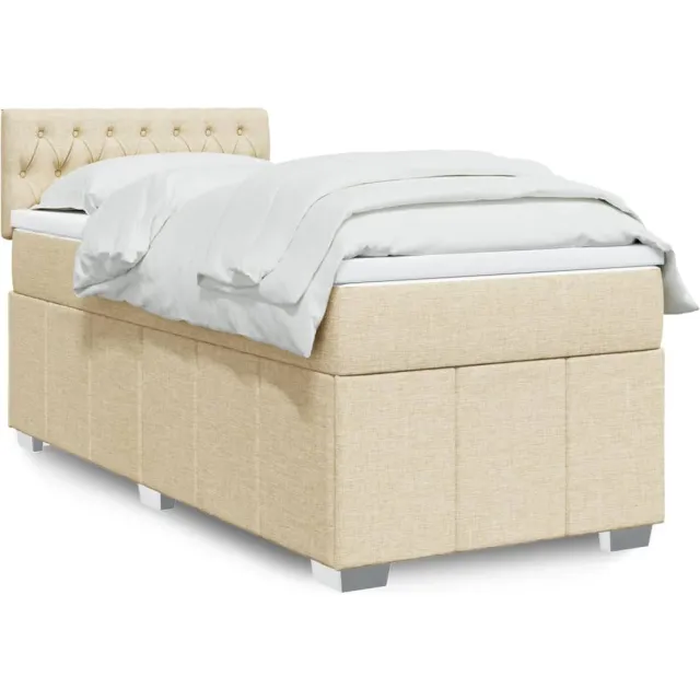 vidaXL Boxspring met matras stof crèmekleurig 100x200 cm