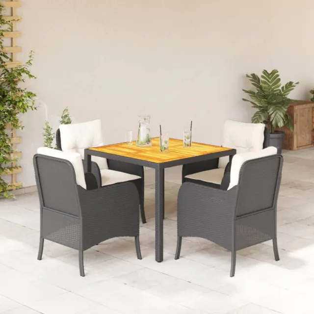 vidaXL 5-delige Tuinset met kussens poly rattan zwart, foto 2
