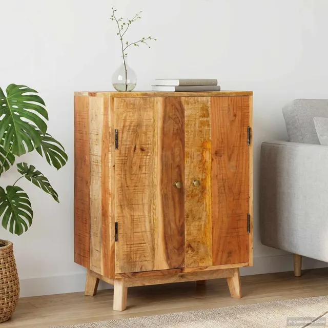 vidaXL Opslagkasten met plank Bruin 55 x 35 x 75 cm Massief Mango Hout, foto 2