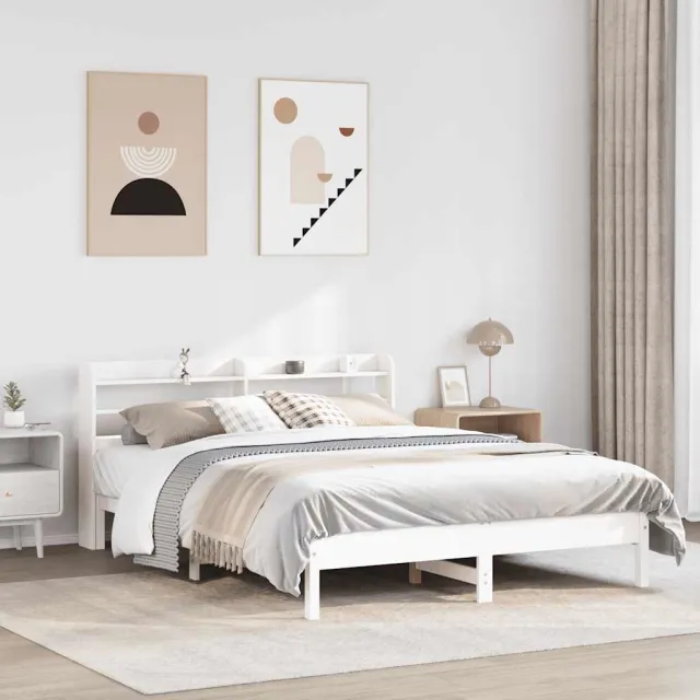 vidaXL Bedframe zonder matras massief grenenhout wit 140x200 cm