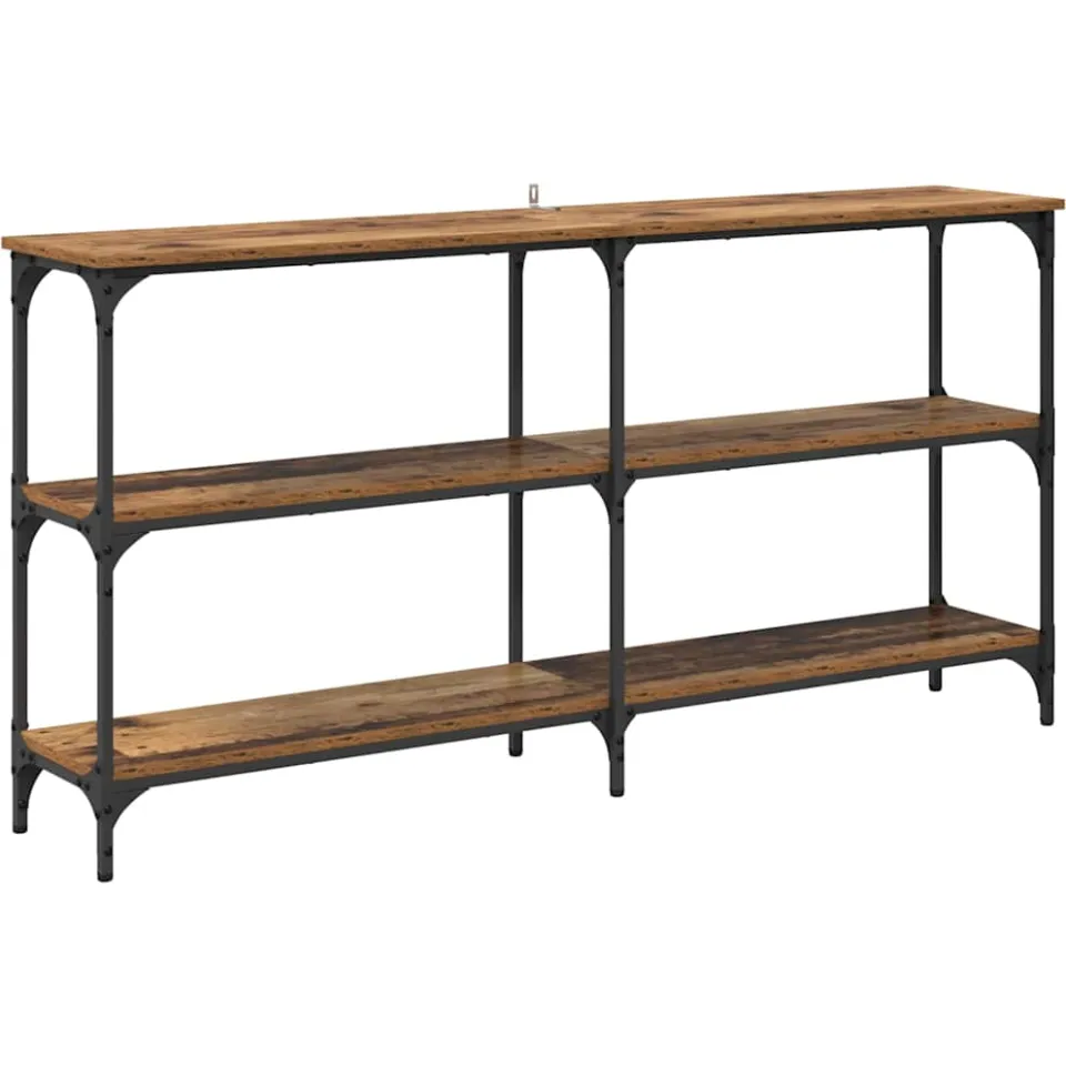 vidaXL Wandtafel Oud Hout 150 x 29 x 75 cm Geperst Hout en Metaal bruin, foto 3