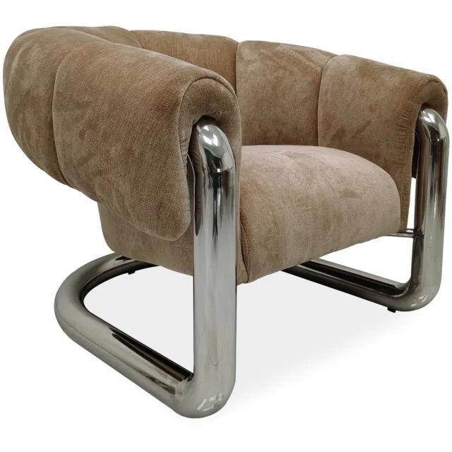 DÉJA Living Fauteuil Leka - Beige/Chrome Stof - 98x96x79cm