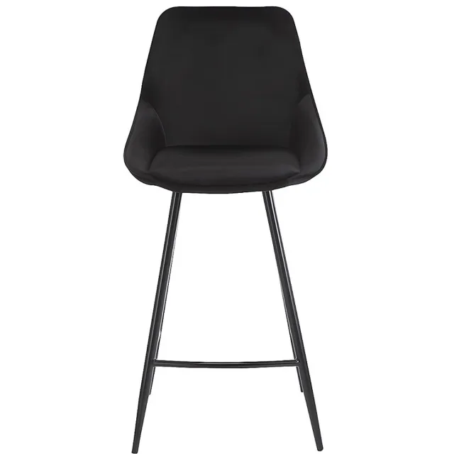 Vente-unique Set van 2 barkrukken MASURIE - Fluweel - Zwart