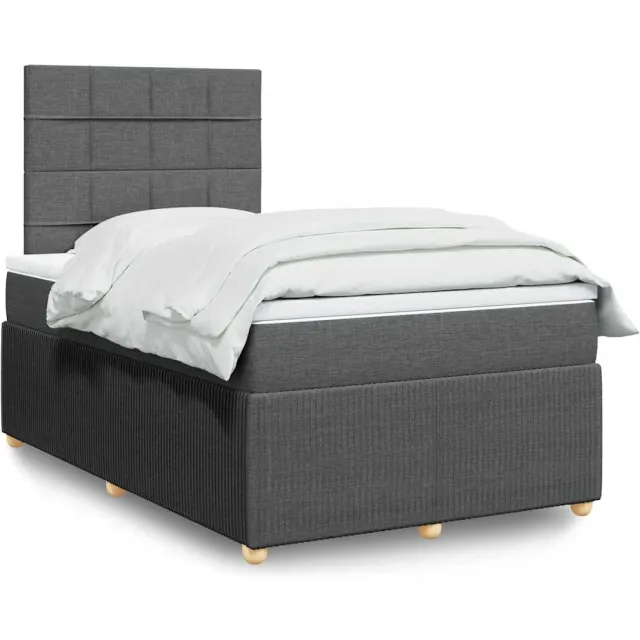 vidaXL Boxspring met matras stof donkergrijs 120x200 cm grijs