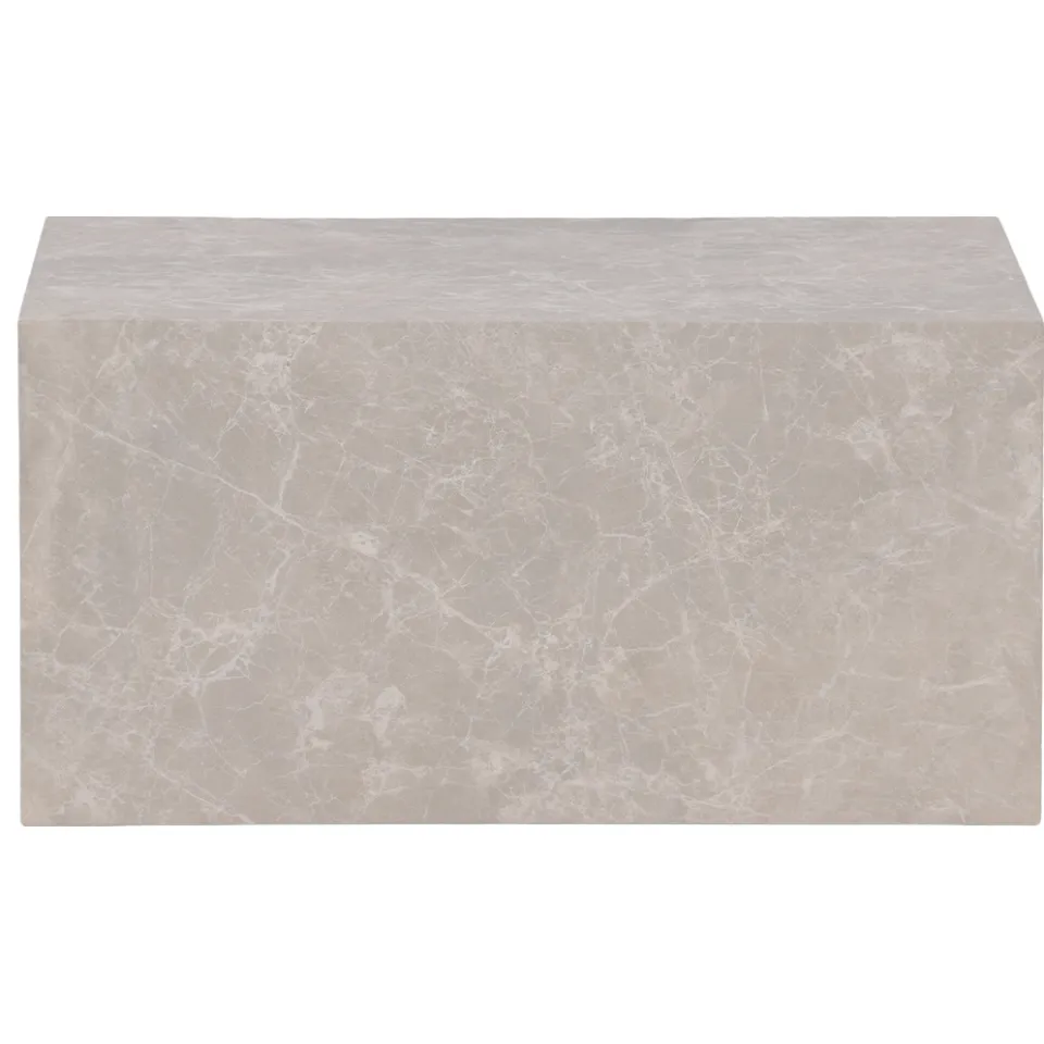 Nest living Zayn houten marmerlook salontafel grijsbeige - 80 x 60 cm, foto 3