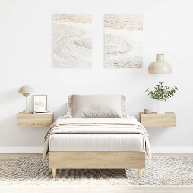 vidaXL Bedframe zonder matras 90x190 cm sonoma eikenkleurig spaanplaat Bruin