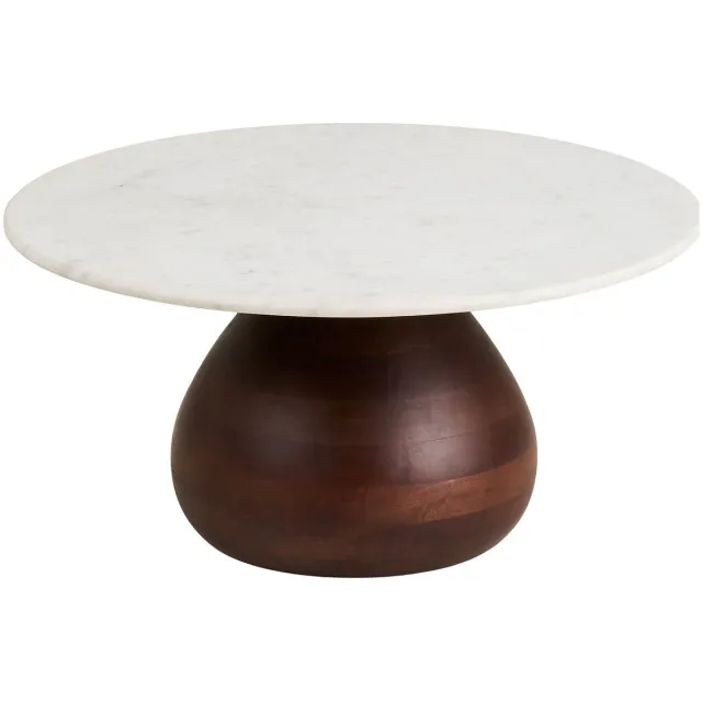 House Nordic Salontafel Heide - Rond Donkerbruin/Wit Hout - Ø70x35cm