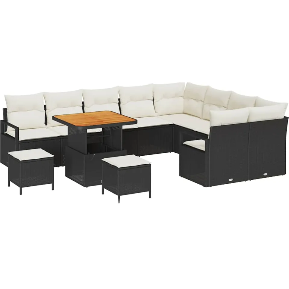 vidaXL Tuinbankenset 12 st Zwart poly rattan