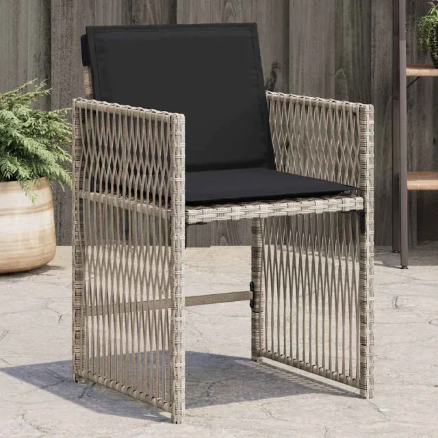 vidaXL Tuinstoelen 4 st met kussens poly rattan lichtgrijs