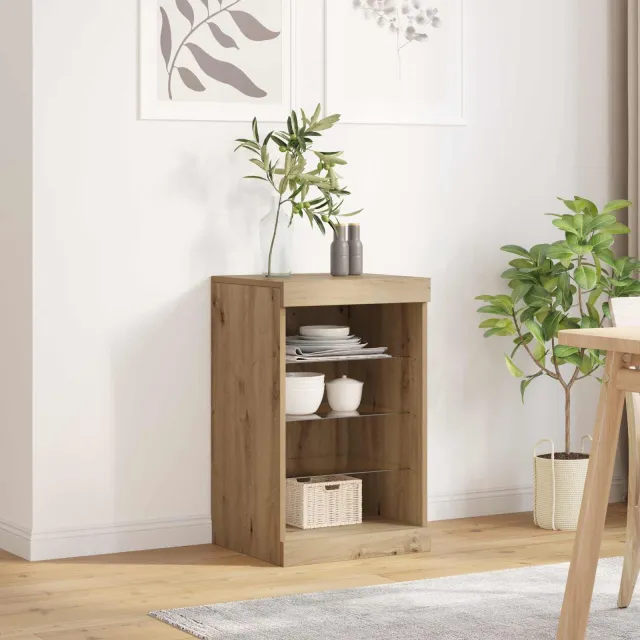 vidaXL LED Sideboard Oudhout 41 x 37 x 67 cm Bewerkt hout Bruin