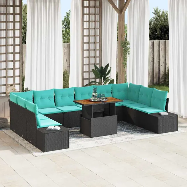 vidaXL Tuin Sofa Set 11 st Zwart Poly riet, foto 2