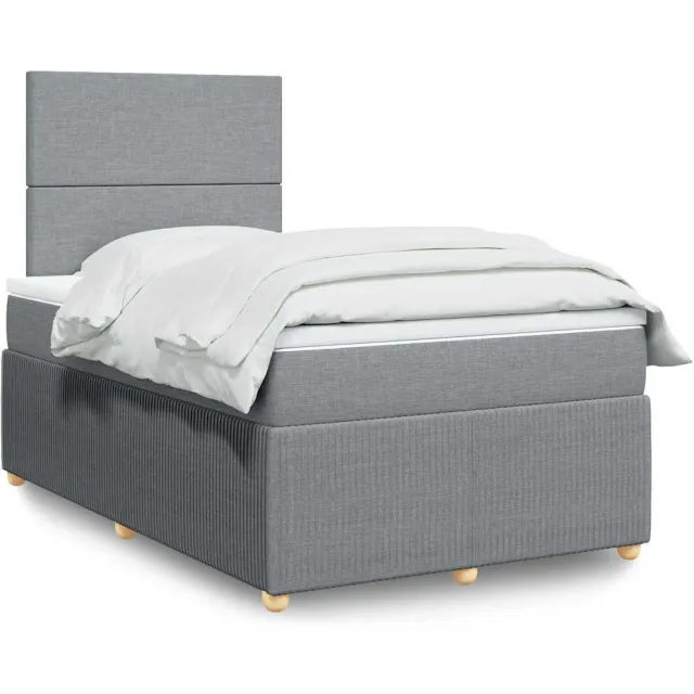 vidaXL Boxspring met matras stof lichtgrijs 120x200 cm grijs