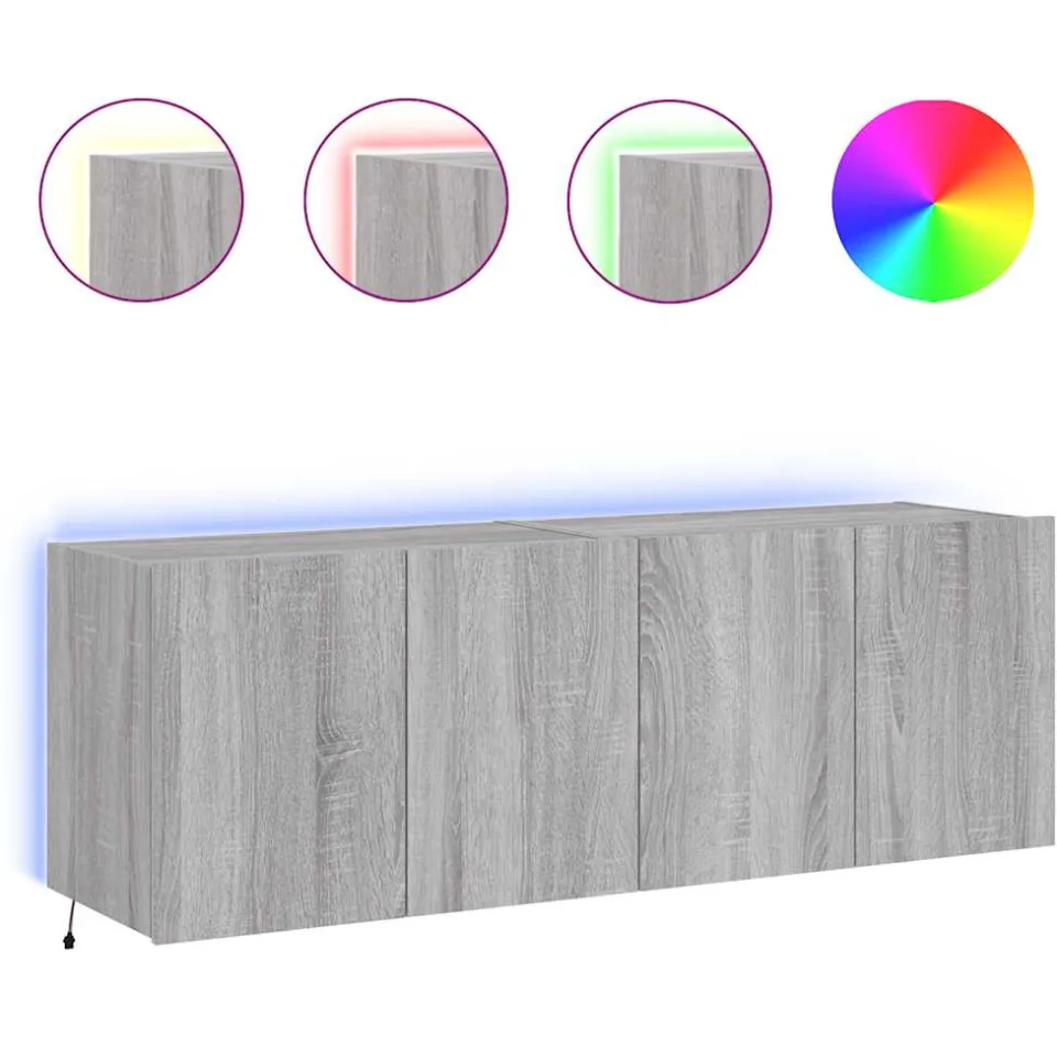 vidaXL Tv-wandmeubels met LED 2 st 60x35x41 cm grijs sonoma eiken