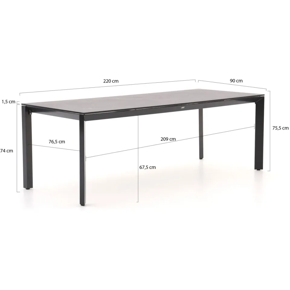 Bellagio tuinmeubelen Bellagio Sestino dining tuintafel 220x90cm grijs, foto 2