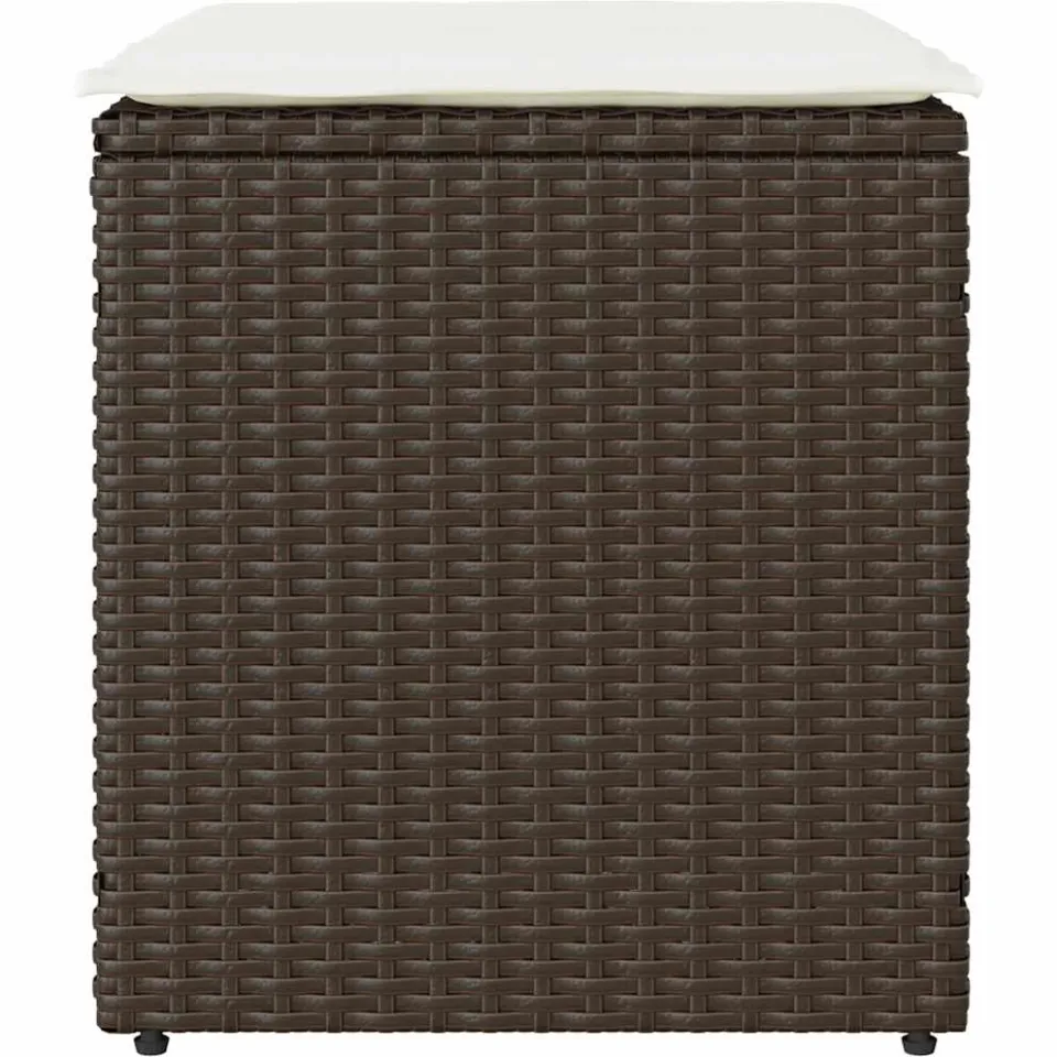 vidaXL Tuinkrukken met kussens 2 st 40x40x43 cm poly rattan bruin, foto 4