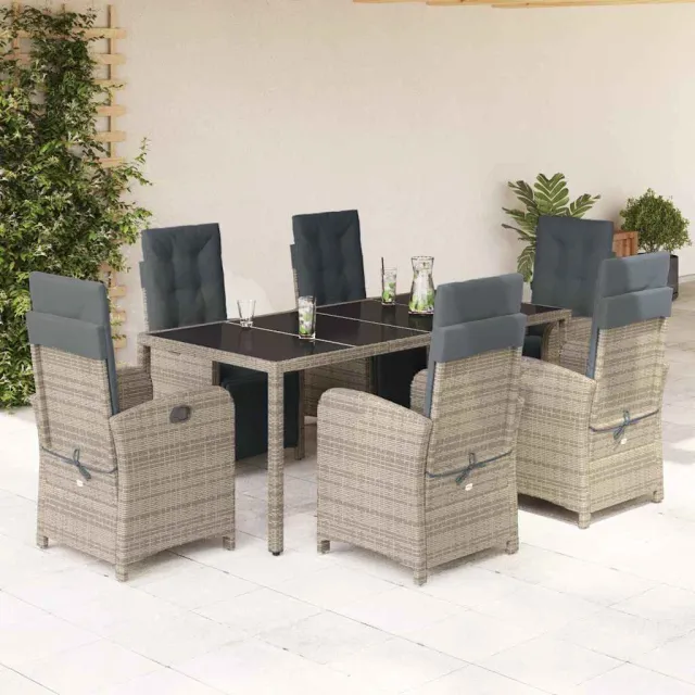 vidaXL 7-delige Tuinset met kussens poly rattan grijs, foto 2