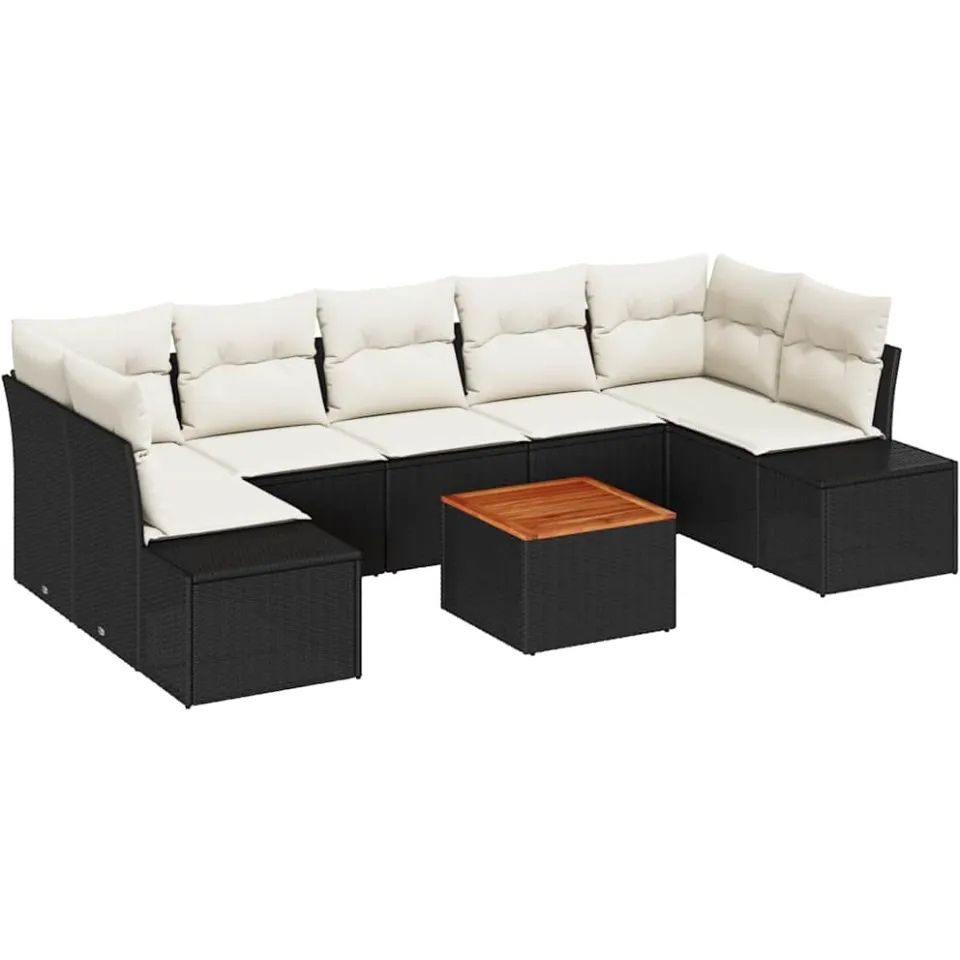 vidaXL Tuinbankenset 8 st Zwart poly rattan