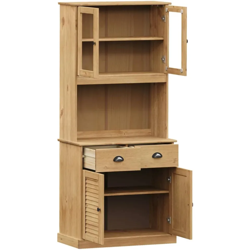 vidaXL Hoge kast VIGO 78x40x175 cm massief grenenhout bruin