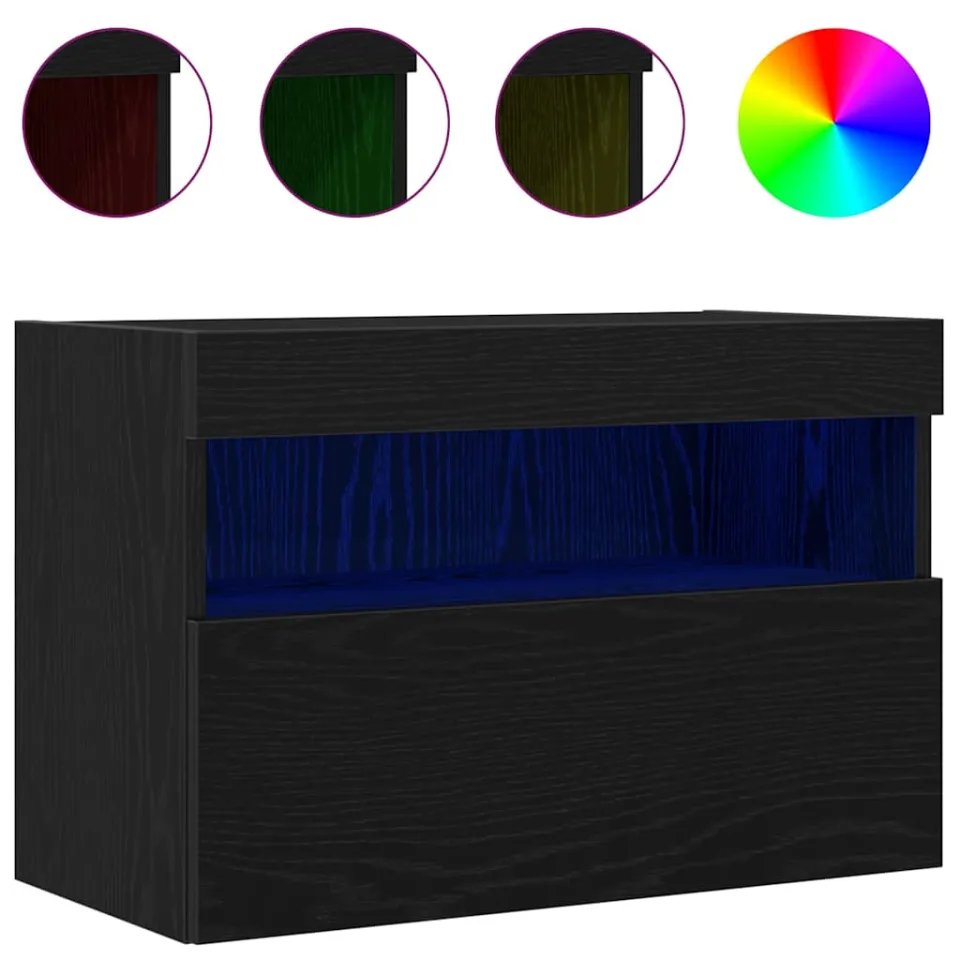 vidaXL TV Wandkast 2 st Zwart eiken Bewerkt hout, foto 4