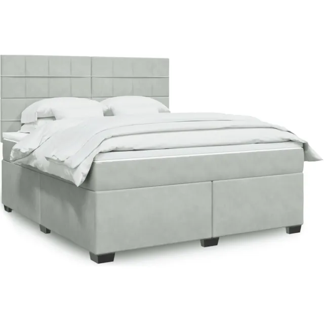 vidaXL Boxspring met matras fluweel lichtgrijs 180x200 cm grijs