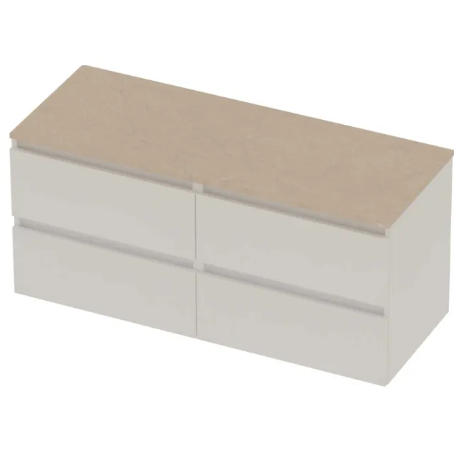 Basic-Line Deck 46 Badmeubelset Greeploos 120x46x58 cm D46ssemw2x60 Mat White Sand Stone Beige