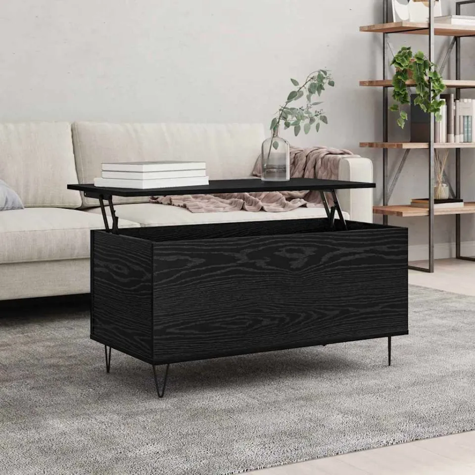 vidaXL Salontafel Zwart eiken 90 x 44.5 x 45 cm Bewerkt hout, foto 4