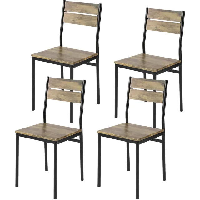 SoBuy FST72-Nx4 Set van 4 Eetkamerstoelen, eetkamerkrukken, keuken, restaurant, zithoogte 44 cm Houtkleur, Zwart