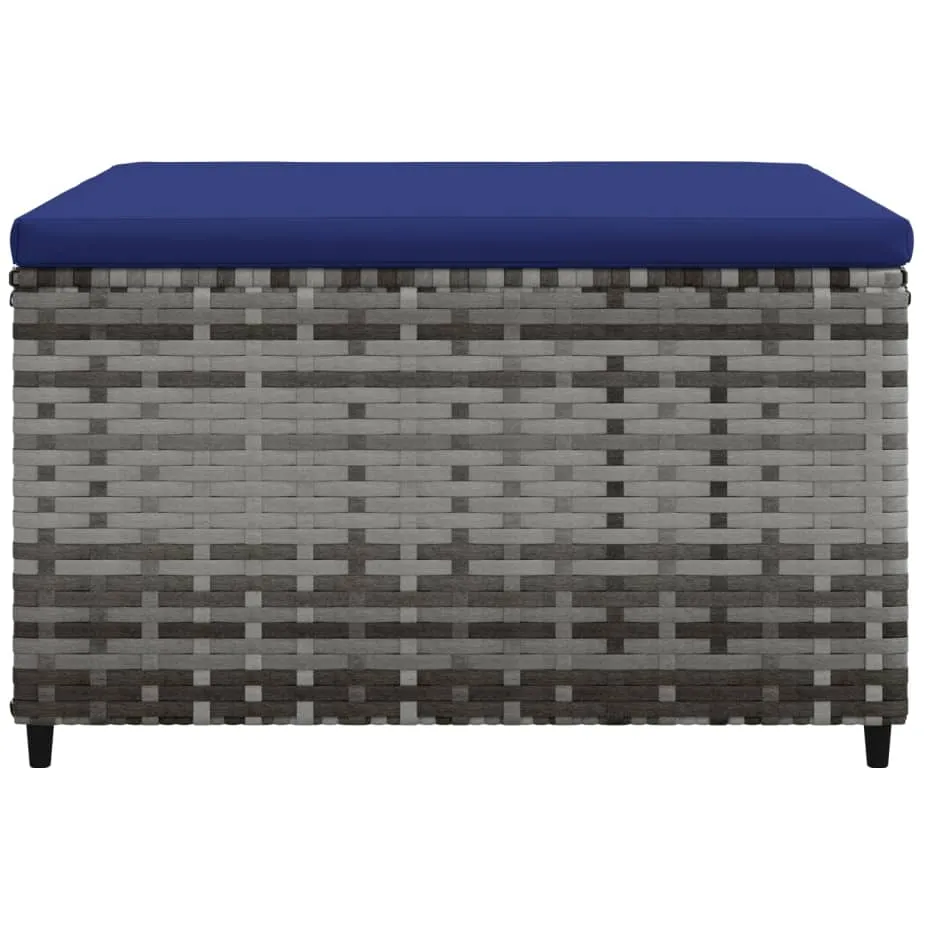 vidaXL Voetensteunen 2 st met kussens poly rattan grijs, foto 4