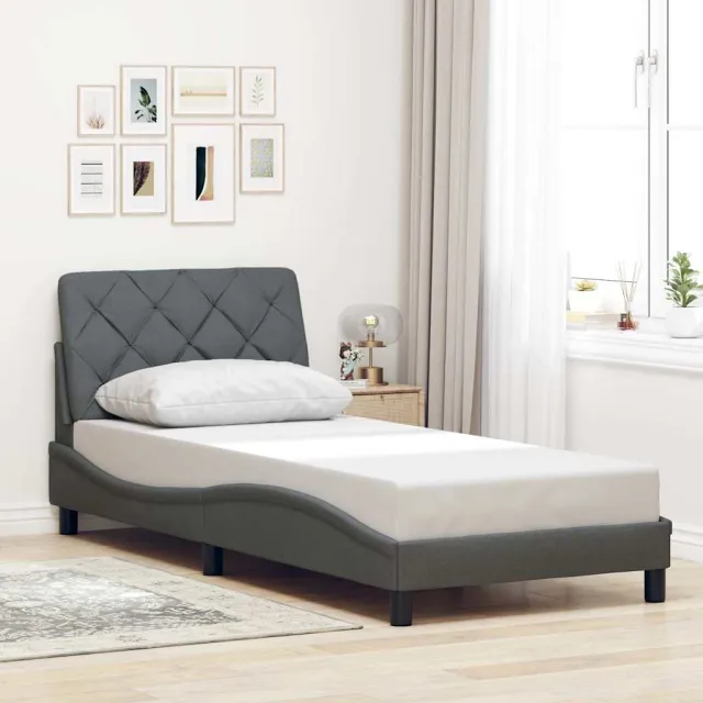 vidaXL Bedframe zonder matras 80x200 cm stof donkergrijs grijs