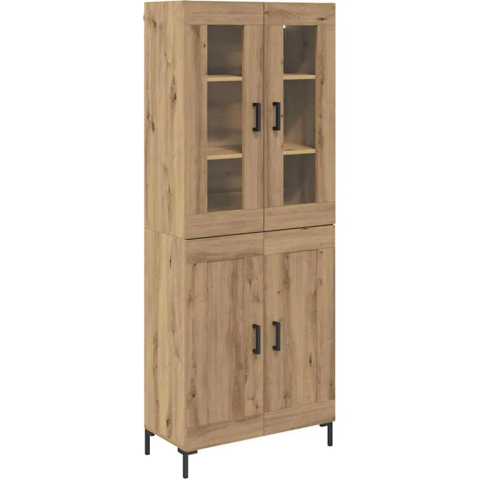 vidaXL Hoge kast 2 st Artisan Eiken 69,5 x 34 x 180 cm Bewerkt hout, foto 3