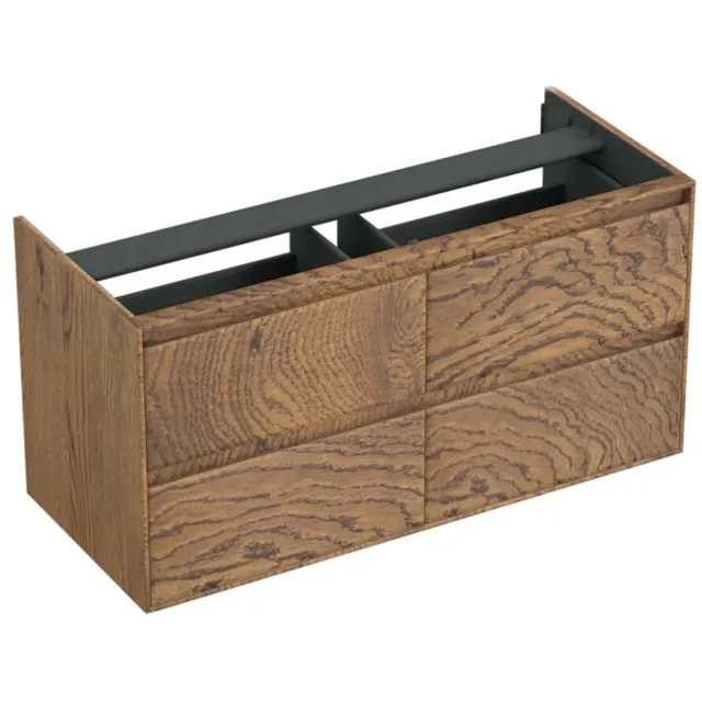 Forzalaqua Onderkast Forzalaqua Reno 120x51x60 Cm 4 Lades Softclose Eiken Castle Brown Bruin