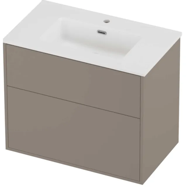 Proline Tribute Badmeubelset Porselein Elegant In Kader 80x46x67 cm Mat White Clay Beige