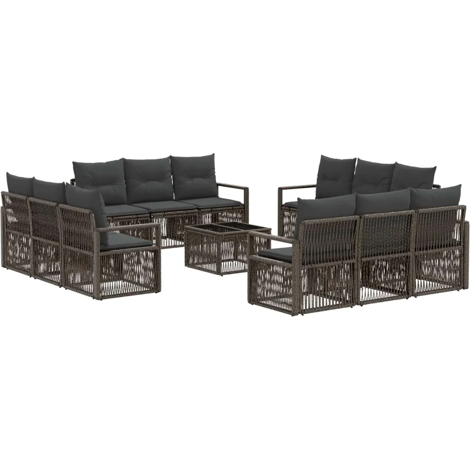 vidaXL Tuinbankenset 13 st Grijs poly rattan, foto 3